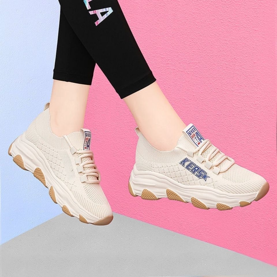2024 Women's Spring New Single Korean Versatile Casual Comfortable Breathable Sports Increase Weight And Show Slim Mesh_vogvips.com
