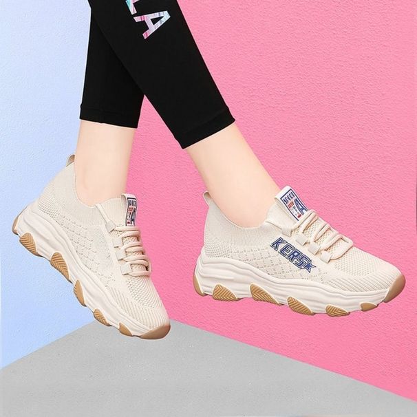 2024 Women's Spring New Single Korean Versatile Casual Comfortable Breathable Sports Increase Weight And Show Slim Mesh_vogvips.com