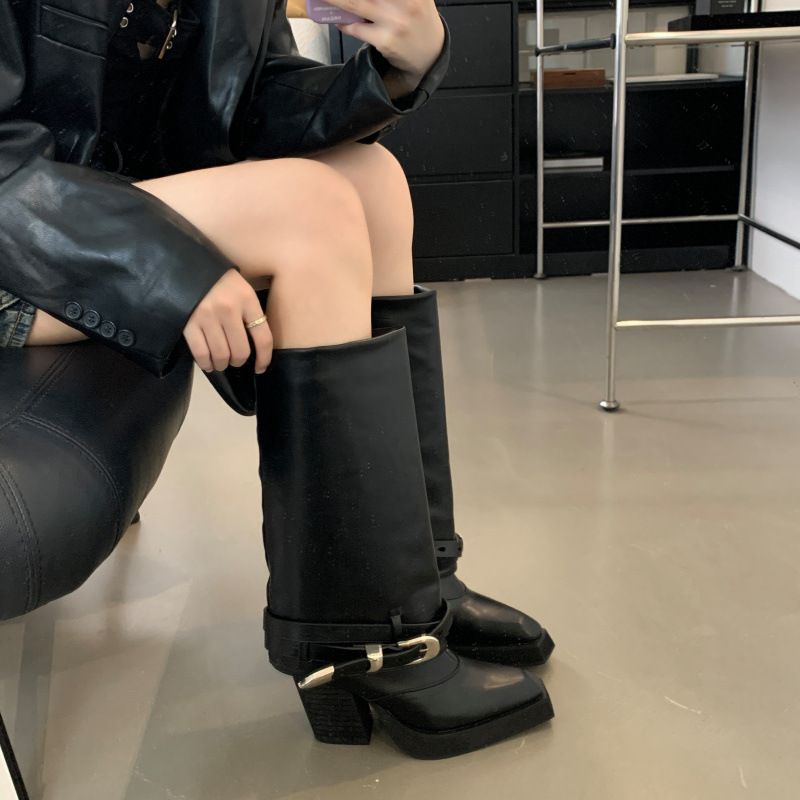 Newan American Niche Design Western Cowboy For Women, 2026 Autumn And Winter New Style, Chunky Heel, Pointed Toe,_vogvips.com