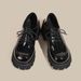 Plus Size Women's 41-43 Small Leather Shoes Women Spring Autumn Thick Sole Loafers 2024 Black High Chunky Heel Trendy_vogvips.com