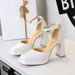 Waterproof Table Hollow Thick Heel With Sandals High Heel Thick Sole Satin Square Head High Heels_vogvips.com