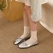 Elegant Round-Toe Bowknot Flat For Women, 2025 Spring Commuting Shallow Soft-Soled Pleated Ballet Mary Jane Shoes_vogvips.com