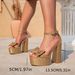 Women's Thick-Soled Gold Waterproof Platform Fashion Party Bow Decoration Buckle High Heel Sandals Cross-Border_vogvips.com