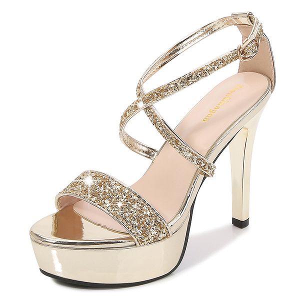 Fashioncasualnew Arrivalsequin Sandals Stiletto Waterproof Platform Super High Heel Wedding Banquet Shoes Women's Fashion Flats_vogvips.com