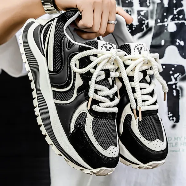 Yellow Chunky Sneakers Men Trendy Versatile Designer Shoes Man 2025 Breathable Comfy Men's Casual Sneakers_vogvips.com