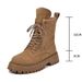 2022 Spring And Autumn Martin Boots For Women, Thick Heel, Waterproof, Durable, Round Toe, Mid-Calf, Suede, Waterproof_vogvips.com