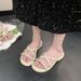 Elegant Slippers To Pair With Skirts, Women's Summer Outdoor Wear, 2026 New Fashion Rhinestone Bow Thick-soled Sandals_vogvips.com