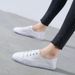 Women's Summer 2025 New Style Shallow Mouth Genuine Leather White Sneakers Flat Versatile Basic Two-Way Board Shoes_vogvips.com