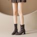 Weiwei Girl 2588-1 High Heel Short Boots For Women, Autumn And Winter Black French Style Chunky Heel Stretch Slim Boots Martin Boo_vogvips.com