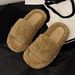 Wool Version~2026 Winter Cross-Strap Plush For Women, Casual Versatile Thick-Soled Warm Slippers_vogvips.com
