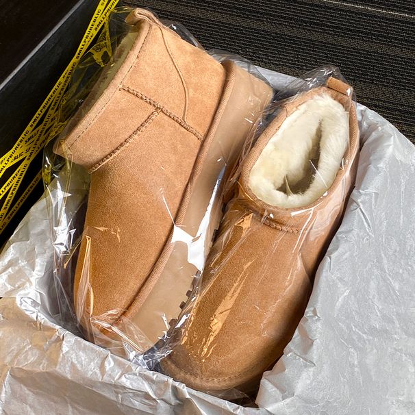 Sampo Snow Boots Men Women, Made Of Leather Fur, Winter Warm Cotton Shoes With Thick Soles And Extra Fleece Lining,_vogvips.com