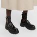 Cyndi Wang Style Fashion Round Toe Chunky Ankle Thick Sole Mid Heel Martin Breathable Hollow Belt Buckle Mid-Calf Boots_vogvips.com