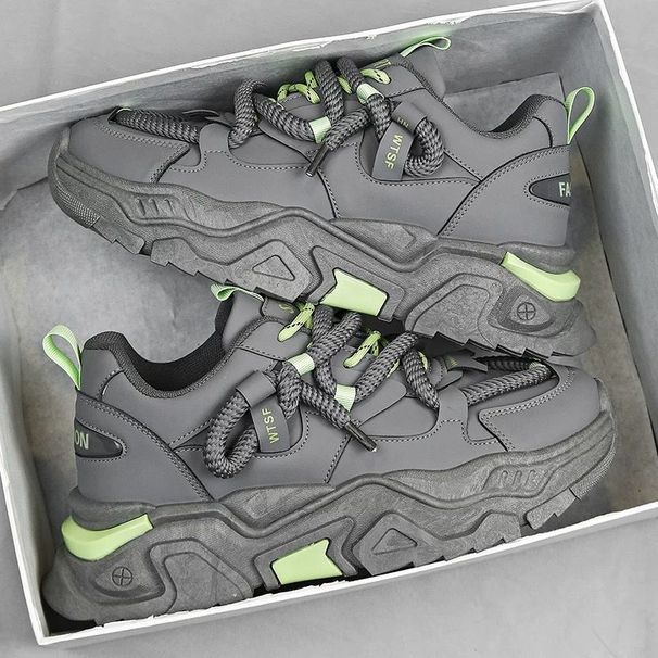 Men's Casual Sneakers With Breathable Design & Height Increase, Fashionable Low-Top Shoes Round Toe PU Upper, Comfortable EVA Insole, Lace-Up Style_vogvips.com