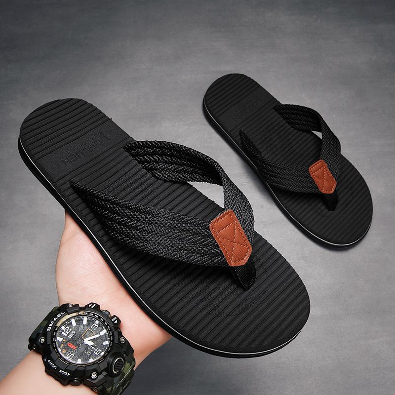 New Trendy Men's Flip Flops With Rubber Soles For Summer Beach Slippers, Oversized Sandals_vogvips.com