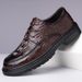 2025 Spring And Autumn New Genuine Leather Cowhide Business Formal Alligator Pattern Men's Breathable Thick Sole Shoes_vogvips.com