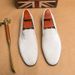 New Men's Loafers Leather Korean Style Casual Slip-On Lazy White Driving Shoes_vogvips.com