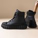 Four Seasons Thick Sole Heightening Women's Comfortable High Top Sports Shoes Daily Laced Black Casual Shoes_vogvips.com