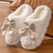 2025 New Bowknot Women's Autumn Winter Cotton Slippers Thick Sole Indoor Comfortable Lightweight Fashionable Plush Warm_vogvips.com
