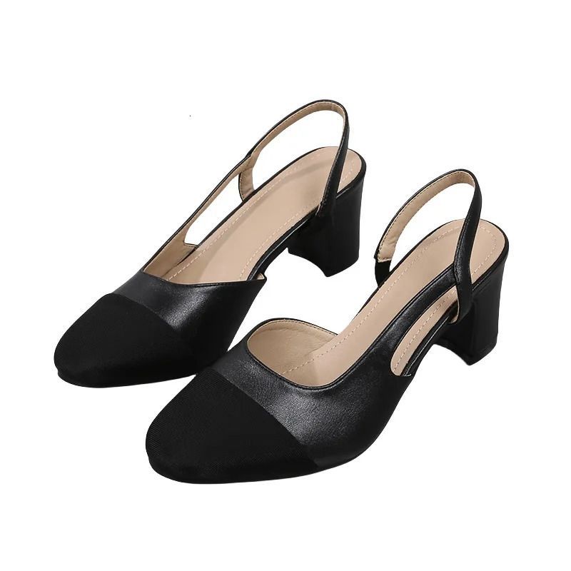 Patchwork Leather Slingbacks Womens Fashion Flat Heel Formal Ladies Sexy Sandals Dress Wedding Party Shoes 250120_vogvips.com
