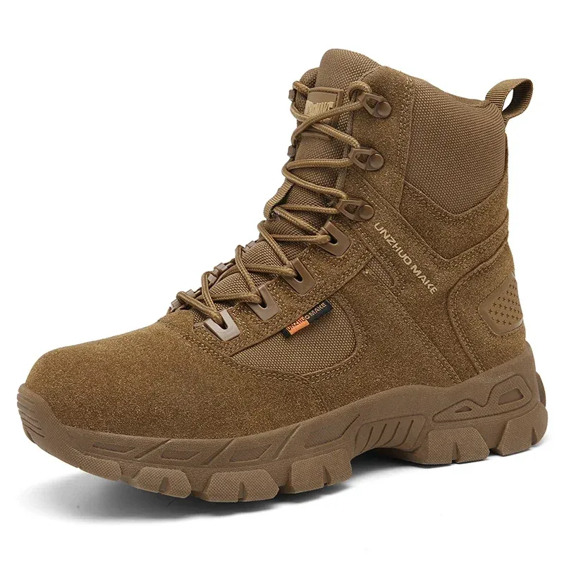 High-top Boots Men Outdoor Anti-slip Lace-up Flat Soft Wear-resistant Hiking Shoes Men Breathable Comfortable Combat Boots Men_vogvips.com