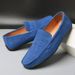 Men's Leather Slip-On Casual Square Toe Flat Shoes Red Size 40 48 Export Style_vogvips.com