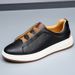 Men's Genuine Leather High-End Thick-Soled White Sneakers Autumn Trendy Versatile Slip-On Lazy Casual Shoes_vogvips.com