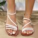 Summer Braided Foot Elastic Band Roman Beach Fashion Casual Flat Sandals For Plus Size Women Shoes_vogvips.com