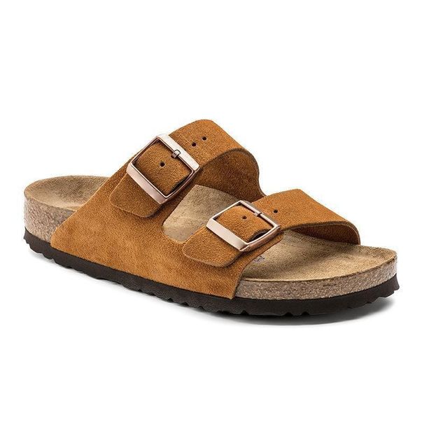 2026 Cowhide BK Shoes Spring Summer New Cork Flat Sandals Men's One-Strap Slippers Women's Casual_vogvips.com