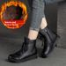 Shanghai Jie Zou Winter New Flat High-top Cotton Solid Color Retro Martin Roman Style Women's Leather Short Boots_vogvips.com