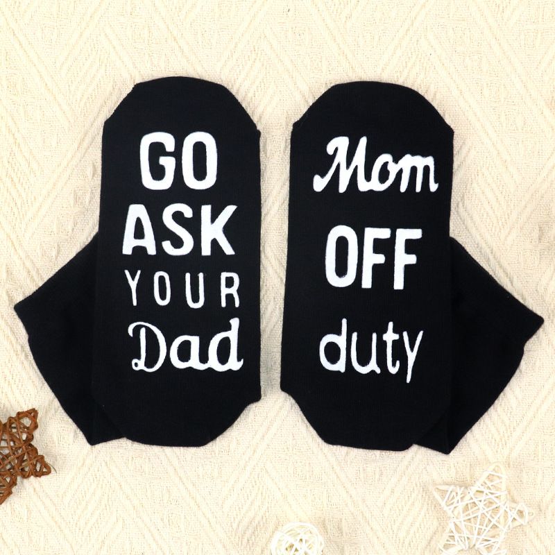 Medium cotton socks sole creative letter non-slip adhesive floor socks casual funny socks_vogvips.com