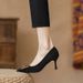 Cross Border High Women Thin Heels Spring And Autumn New Style Elegant Pointed Toe Professional Single Black_vogvips.com