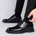 Men's Business Suit With Leather And Velvet, By 8cm, Casual Men's British Style Black Suit, Interior Height Increase_vogvips.com