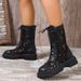 European And American Mid-calf Sandals 2026 New Model Mesh Hollow Black Lace-up Martin Boots Women's Low Heel_vogvips.com