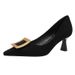 Pointed Toe High Heels For Women, Stiletto Heels, 2025 New Spring And Autumn Women's Shoes, Black Suede, Comfortable French Style_vogvips.com