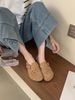 Women's Suede Clogs With Adjustable Strap Fashion Cork Footbed Genuine Leather Mules Outdoof New Slip On Potato Shoes_vogvips.com
