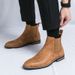 European Warm Series High-top Slip-on Casual Leather Large Size British Style Men's Fashion Pointed Toe Martin Boots_vogvips.com