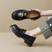 Platform Loafers Women's Retro British Style Small Leather Shoes Black Thick Heel Single Shoes Women's Soft Sole_vogvips.com