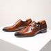 Euro Step Large Size Square Toe Genuine Buckle Monk Business Formal Leather Shoes Men's British Style_vogvips.com