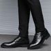 Men's Pointed Toe Dress Shoes With Hidden Wedge Heel For Business Casual & Formal Occasions - Lightweight PU Leather Oxford Shoes With Lace-Up Design_vogvips.com