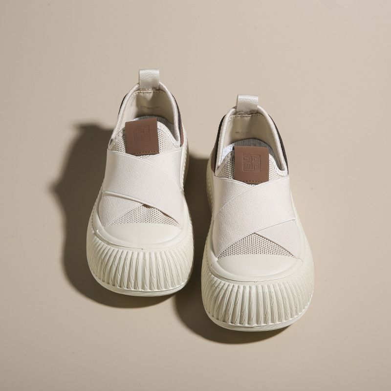 Women's White Platform Sneakers - Summer Chunky Dad Shoes (Breathable & Cushioned, Street Style) - 6916_vogvips.com