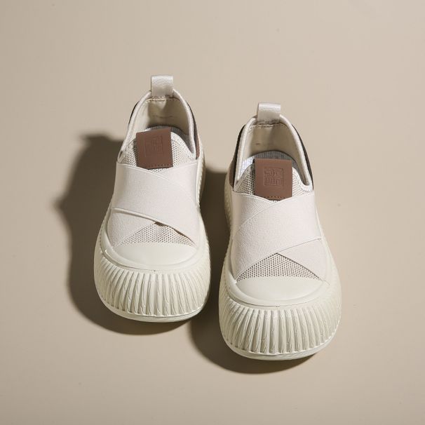 Women's White Platform Sneakers - Summer Chunky Dad Shoes (Breathable & Cushioned, Street Style) - 6916_vogvips.com