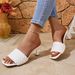 Women's High Heeled Sandals European American Style Slip On Woven Heel Backless Summer_vogvips.com