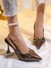 Foreign Trade European And American Fashion Plus-size Ladies' Elegant Backless Closed-toe Sandals, New Pointed-toe Metal_vogvips.com