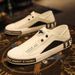 European Fashion Men's Shoes Winter New Casual Shoes Trendy Versatile Lazy Sleeve Driving White Shoes_vogvips.com