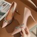 JC Women's High Heels Spring/Autumn Nude Pointed Toe Low Cut Rhinestone Trimmed Stiletto Sexy Single Shoes_vogvips.com