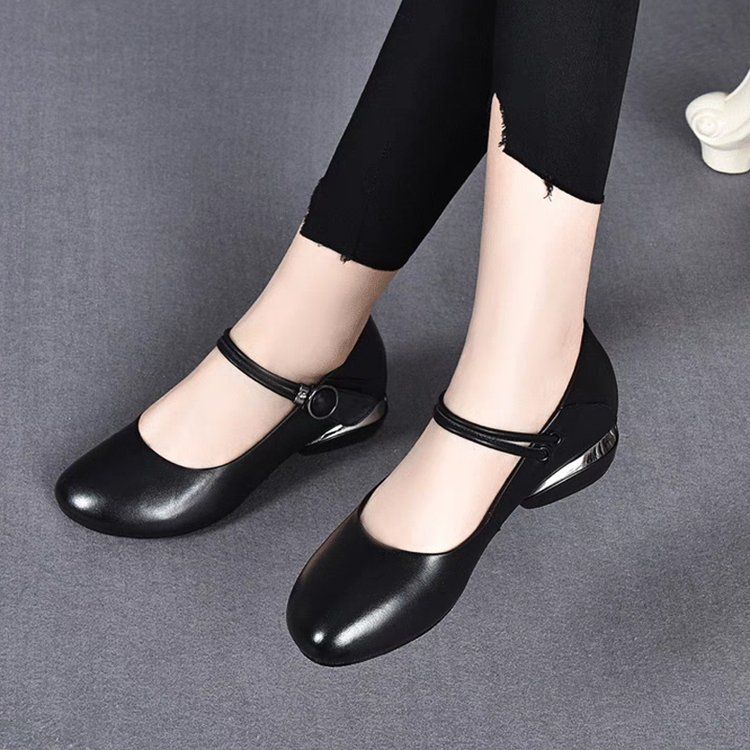 Shallow Flat-soled Single Shoes Women's Soft Leather Soft-soled Women's Shoes Round Head Doudou Shoes Low-heeled Small Leather Shoes_vogvips.com