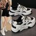 Women's Thick-soled Dad 2025 Spring And Autumn New Style Platform Versatile Student Sports Mesh Casual Shoes For Women_vogvips.com