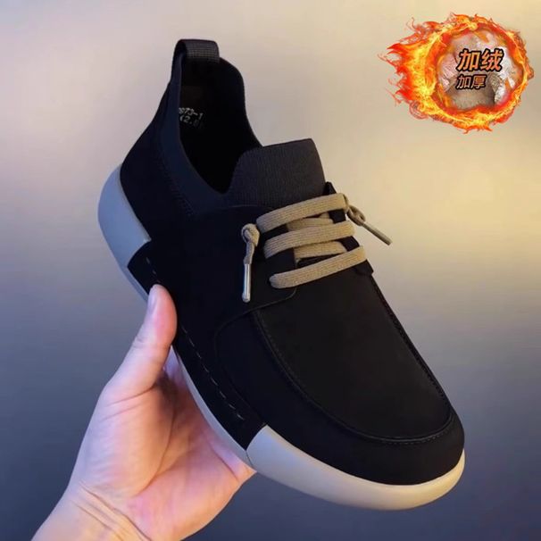 2025 Winter New Style Cold-Proof Fleece-Lined Thickened Warm Cotton Men's Versatile Casual Fashion Trendy Shoes_vogvips.com