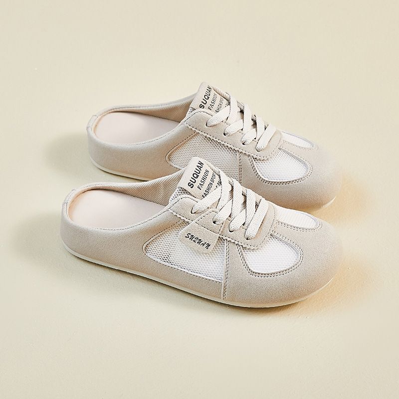 Half Tray White Shoes Female Student Mesh Breathable Heightening Shoes Casual Board Shoes_vogvips.com