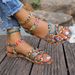 Women's Ethnic Style Printed Flat Open Toe Sandals plus Size Summer Woven Hollow out Beach Sandals_vogvips.com